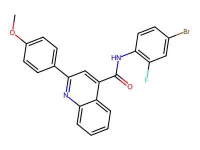 N-(4-bromo-2-fluorophenyl)-2-(4-methoxyphenyl)quinoline-4-carboxamide structure