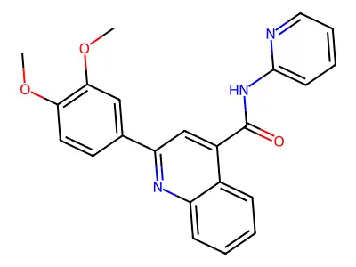 2-(3,4-dimethoxyphenyl)-N-(2-pyridinyl)-4-quinolinecarboxamide structure
