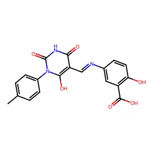 2-hydroxy-5-[[1-(4-methylphenyl)-2,4,6-trioxo-1,3-diazinan-5-ylidene]methylamino]benzoic Acid structure