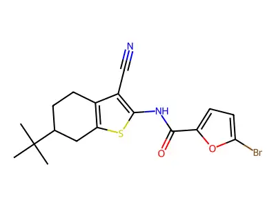 5-bromo-N-(6-tert-butyl-3-cyano-4,5,6,7-tetrahydro-1-benzothiophen-2-yl)furan-2-carboxamide structure