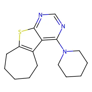 4-(1-piperidinyl)-6,7,8,9-tetrahydro-5H-cyclohepta[4,5]thieno[2,3-d]pyrimidine structure