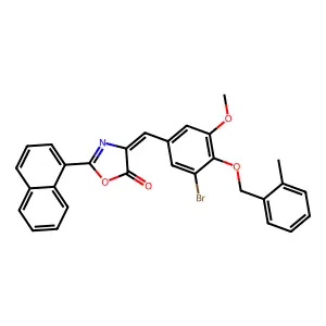 4-{3-bromo-5-methoxy-4-[(2-methylbenzyl)oxy]benzylidene}-2-(1-naphthyl)-1,3-oxazol-5(4H)-one structure