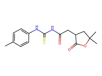 2-(5,5-dimethyl-2-oxooxolan-3-yl)-N-[(4-methylphenyl)carbamothioyl]acetamide structure