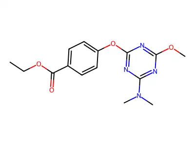 Ethyl 4-{[4-(dimethylamino)-6-methoxy-1,3,5-triazin-2-yl]oxy}benzoate structure