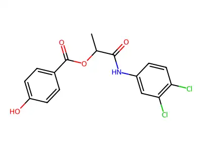 1-((3,4-Dichlorophenyl)amino)-1-oxopropan-2-yl 4-hydroxybenzoate structure