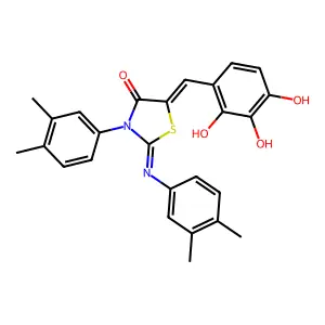 3-(3,4-dimethylphenyl)-2-[(3,4-dimethylphenyl)imino]-5-(2,3,4-trihydroxybenzylidene)-1,3-thiazolidin-4-one structure
