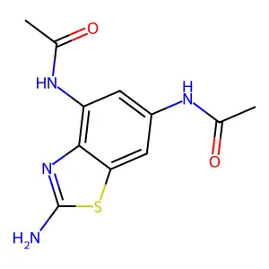 N-(6-Acetylamino-2-amino-benzothiazol-4-yl)-acetamide structure