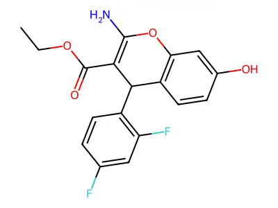 ethyl 2-amino-4-(2,4-difluorophenyl)-7-hydroxy-4H-chromene-3-carboxylate structure