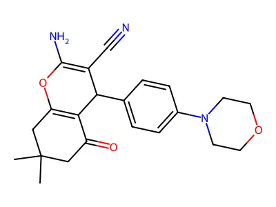2-Amino-5,6,7,8-tetrahydro-7,7-dimethyl-4-[4-(4-morpholinyl)phenyl]-5-oxo-4H-1-benzopyran-3-carbonitrile structure