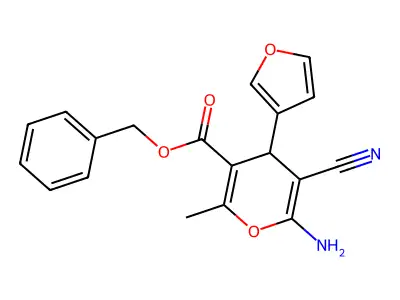 benzyl 6-amino-5-cyano-4-(3-furyl)-2-methyl-4H-pyran-3-carboxylate structure