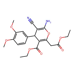 ethyl 6-amino-5-cyano-4-(3,4-dimethoxyphenyl)-2-(2-ethoxy-2-oxoethyl)-4H-pyran-3-carboxylate structure