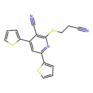 2-(2-Cyanoethylsulfanyl)-4,6-dithiophen-2-ylpyridine-3-carbonitrile structure
