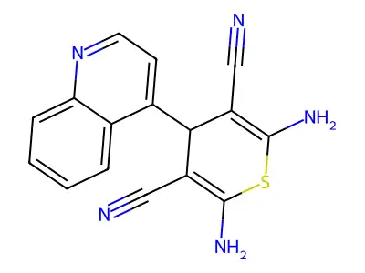 2,6-diamino-4-quinolin-4-yl-4H-thiopyran-3,5-dicarbonitrile structure