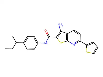 3-amino-N-(4-sec-butylphenyl)-6-(2-thienyl)thieno[2,3-b]pyridine-2-carboxamide structure