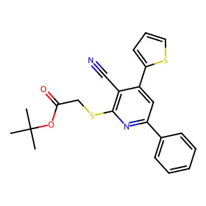 Tert-butyl 2-(3-cyano-6-phenyl-4-thiophen-2-ylpyridin-2-yl)sulfanylacetate structure