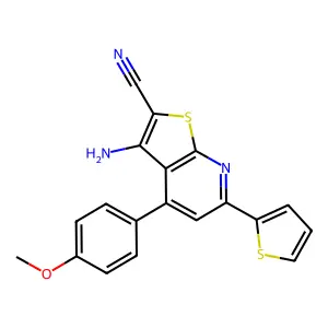 3-Amino-4-(4-methoxyphenyl)-6-thiophen-2-ylthieno[2,3-b]pyridine-2-carbonitrile structure