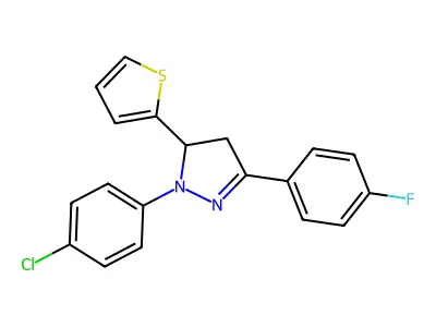 2-(4-Chlorophenyl)-5-(4-fluorophenyl)-3-thiophen-2-yl-3,4-dihydropyrazole structure