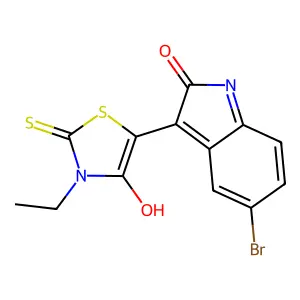 (Z)-5-(5-Bromo-2-oxoindolin-3-ylidene)-3-ethyl-2-thioxothiazolidin-4-one structure