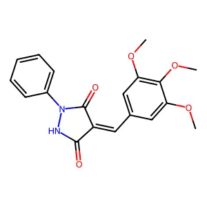 (4E)-1-phenyl-4-(3,4,5-trimethoxybenzylidene)pyrazolidine-3,5-dione structure