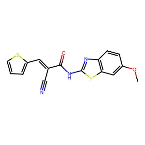 2-cyano-N-(6-methoxy-1,3-benzothiazol-2-yl)-3-(2-thienyl)acrylamide structure