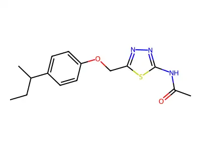 N-[5-[(4-butan-2-ylphenoxy)methyl]-1,3,4-thiadiazol-2-yl]acetamide structure