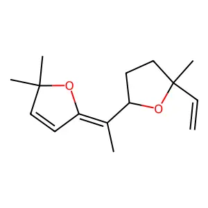 5-[1-(5-ethenyl-5-methyloxolan-2-yl)ethylidene]-2,2-dimethyl-2,5-dihydrofuran structure