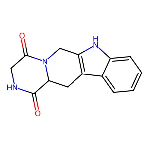 (S)-2,3,12,12a-tetrahydropyrazino[1',2':1,6]pyrido[3,4-b]indole-1,4(6H,7H)-dione structure