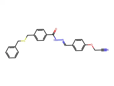 4-(benzylsulfanylmethyl)-N-[(E)-[4-(cyanomethoxy)phenyl]methylideneamino]benzamide structure