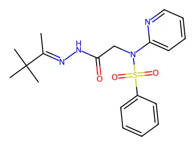 2-[benzenesulfonyl(pyridin-2-yl)amino]-N-[(E)-3,3-dimethylbutan-2-ylideneamino]acetamide structure