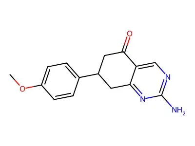 2-amino-7-(4-methoxyphenyl)-7,8-dihydroquinazolin-5(6H)-one structure