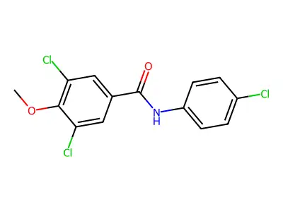 3,5-dichloro-N-(4-chlorophenyl)-4-methoxybenzamide structure