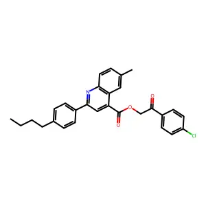 2-(4-Chlorophenyl)-2-oxoethyl 2-(4-butylphenyl)-6-methyl-4-quinolinecarboxylate structure