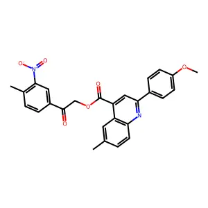 2-(4-methyl-3-nitrophenyl)-2-oxoethyl 2-(4-methoxyphenyl)-6-methylquinoline-4-carboxylate structure