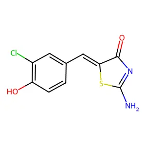 (5Z)-2-amino-5-[(3-chloro-4-hydroxyphenyl)methylidene]-1,3-thiazol-4-one structure
