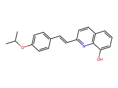 2-[(E)-2-(4-propan-2-yloxyphenyl)ethenyl]quinolin-8-ol structure