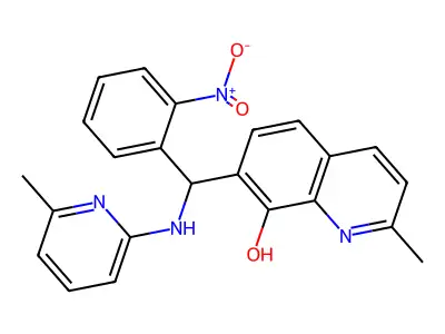 2-Methyl-7-[[(6-methylpyridin-2-yl)amino]-(2-nitrophenyl)methyl]quinolin-8-ol structure