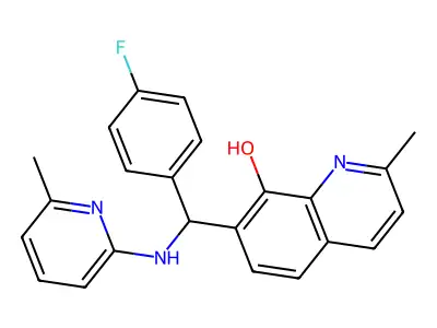 7-[(4-Fluorophenyl)-[(6-methylpyridin-2-yl)amino]methyl]-2-methylquinolin-8-ol structure