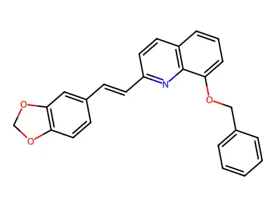 2-[(E)-2-(1,3-benzodioxol-5-yl)ethenyl]-8-phenylmethoxyquinoline structure
