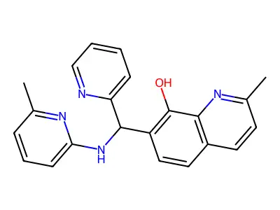 2-Methyl-7-[[(6-methylpyridin-2-yl)amino]-pyridin-2-ylmethyl]quinolin-8-ol structure