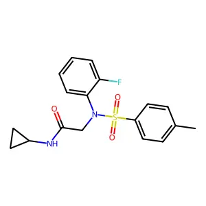 N-cyclopropyl-2-(2-fluoro-N-(4-methylphenyl)sulfonylanilino)acetamide structure