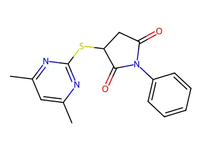 3-[(4,6-Dimethylpyrimidin-2-yl)sulfanyl]-1-phenylpyrrolidine-2,5-dione structure