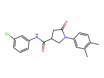 N-(3-chlorophenyl)-1-(3,4-dimethylphenyl)-5-oxopyrrolidine-3-carboxamide structure