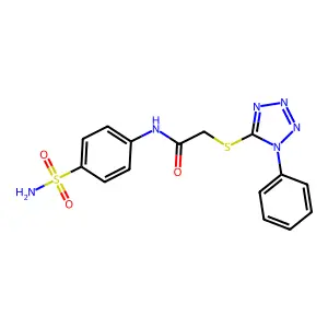 2-[(1-phenyl-1H-1,2,3,4-tetrazol-5-yl)sulfanyl]-N-(4-sulfamoylphenyl)acetamide structure