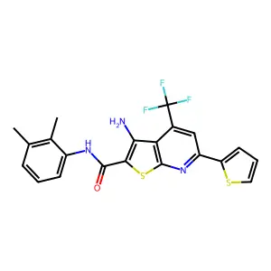 3-amino-N-(2,3-dimethylphenyl)-6-(2-thienyl)-4-(trifluoromethyl)thieno[2,3-b]pyridine-2-carboxamide structure