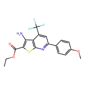 ethyl 3-amino-6-(4-methoxyphenyl)-4-(trifluoromethyl)thieno[2,3-b]pyridine-2-carboxylate structure