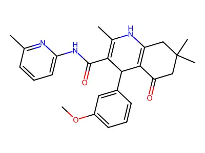 4-(3-methoxyphenyl)-2,7,7-trimethyl-N-(6-methyl-2-pyridinyl)-5-oxo-1,4,5,6,7,8-hexahydro-3-quinolinecarboxamide structure
