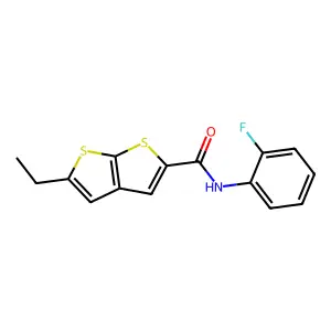 2-ethyl-N-(2-fluorophenyl)thieno[2,3-b]thiophene-5-carboxamide structure