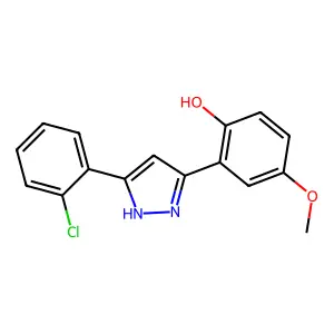 2-(5-(2-chlorophenyl)-1H-pyrazol-3-yl)-4-methoxyphenol structure