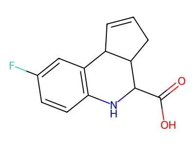 8-fluoro-3a,4,5,9b-tetrahydro-3H-cyclopenta[c]quinoline-4-carboxylic acid structure