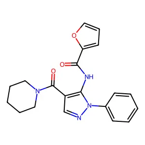 N-[2-phenyl-4-(piperidine-1-carbonyl)pyrazol-3-yl]furan-2-carboxamide structure